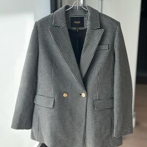 Maje Monochrome Houndstooth Blazer